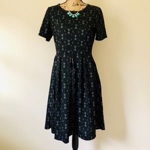 LuLaRoe Amelia dress - black with white pattern